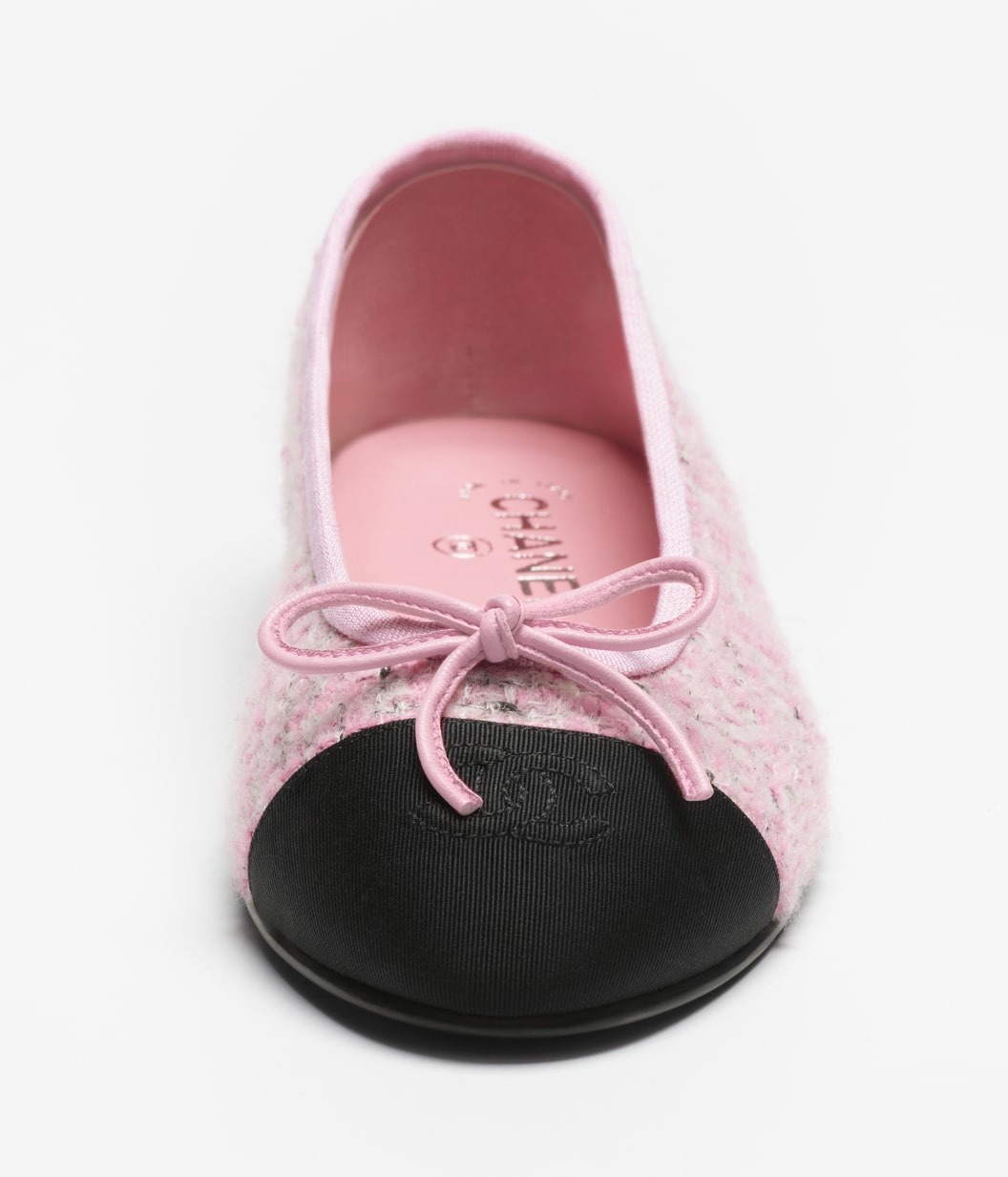 Ch**el Tweed Ballet Flats Pink/Black For Women G02819-B22294-U4373