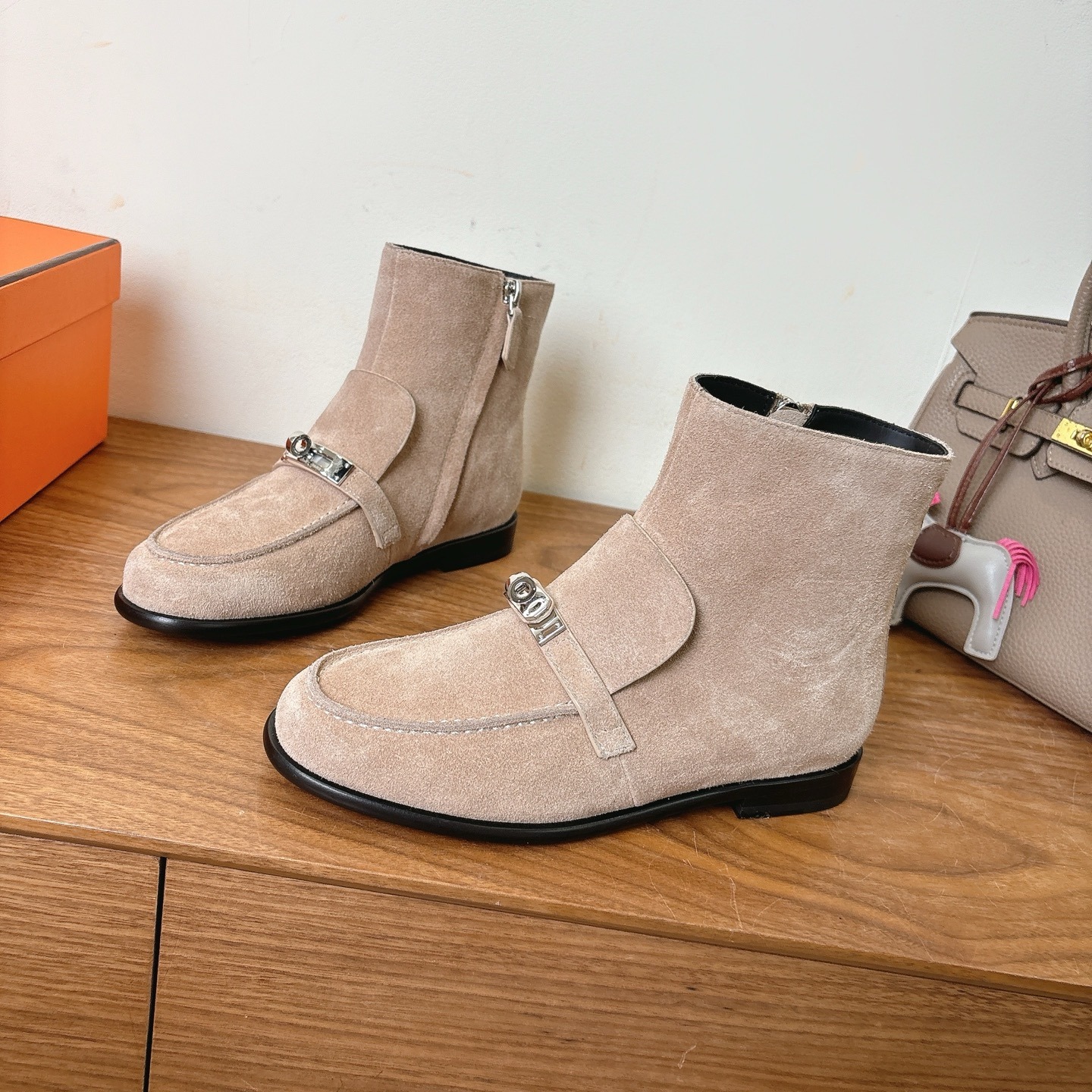 H**me5 Kelsy Ankle Boots Beige Camel For Women H251004Z D1355