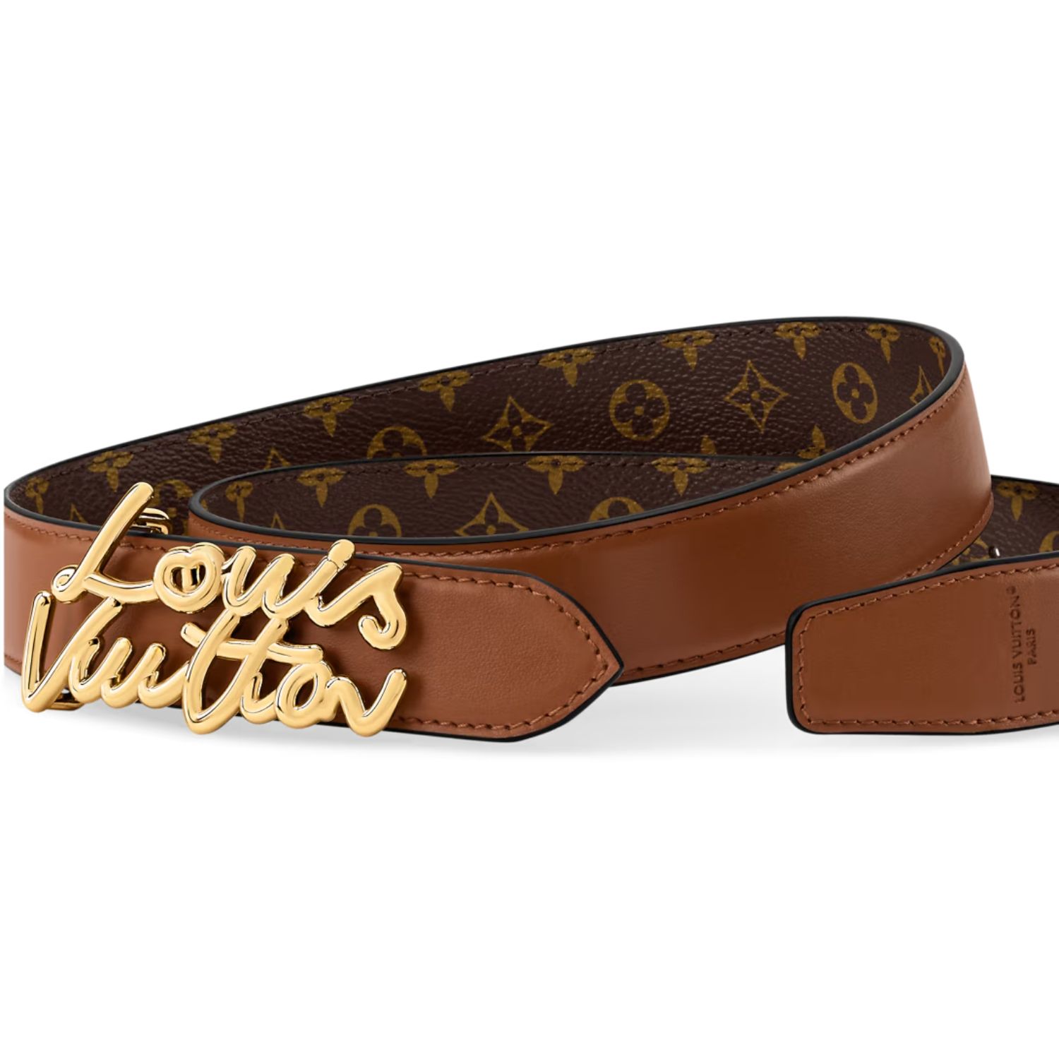 L0vis Vvtt0n LV Script 30mm Belt Tan Monogram For Women – M4516V
