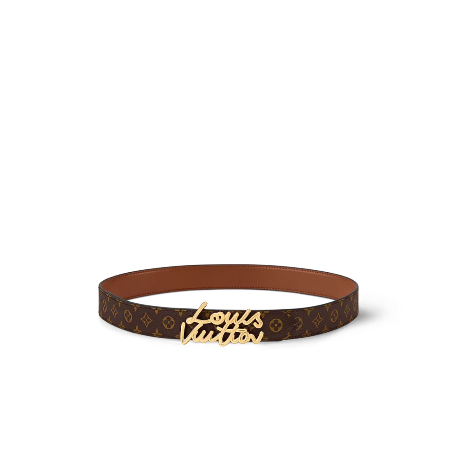 L0vis Vvtt0n LV Script 30mm Belt Tan Monogram For Women – M4516V