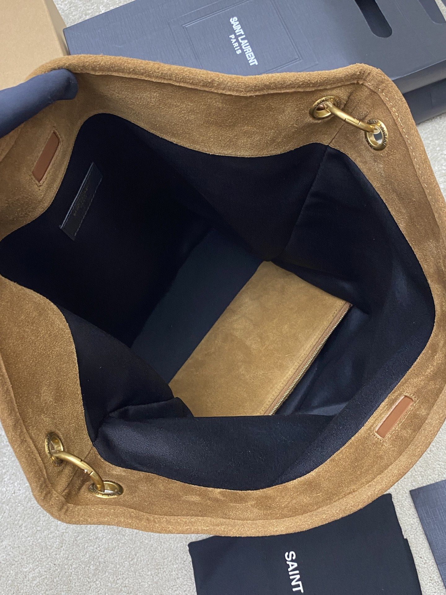 [True-to-ORIGINAL] Sa1nt Lau*nt Niki S*pple Bucket Bag Caramel For Women 68cm/26.8in