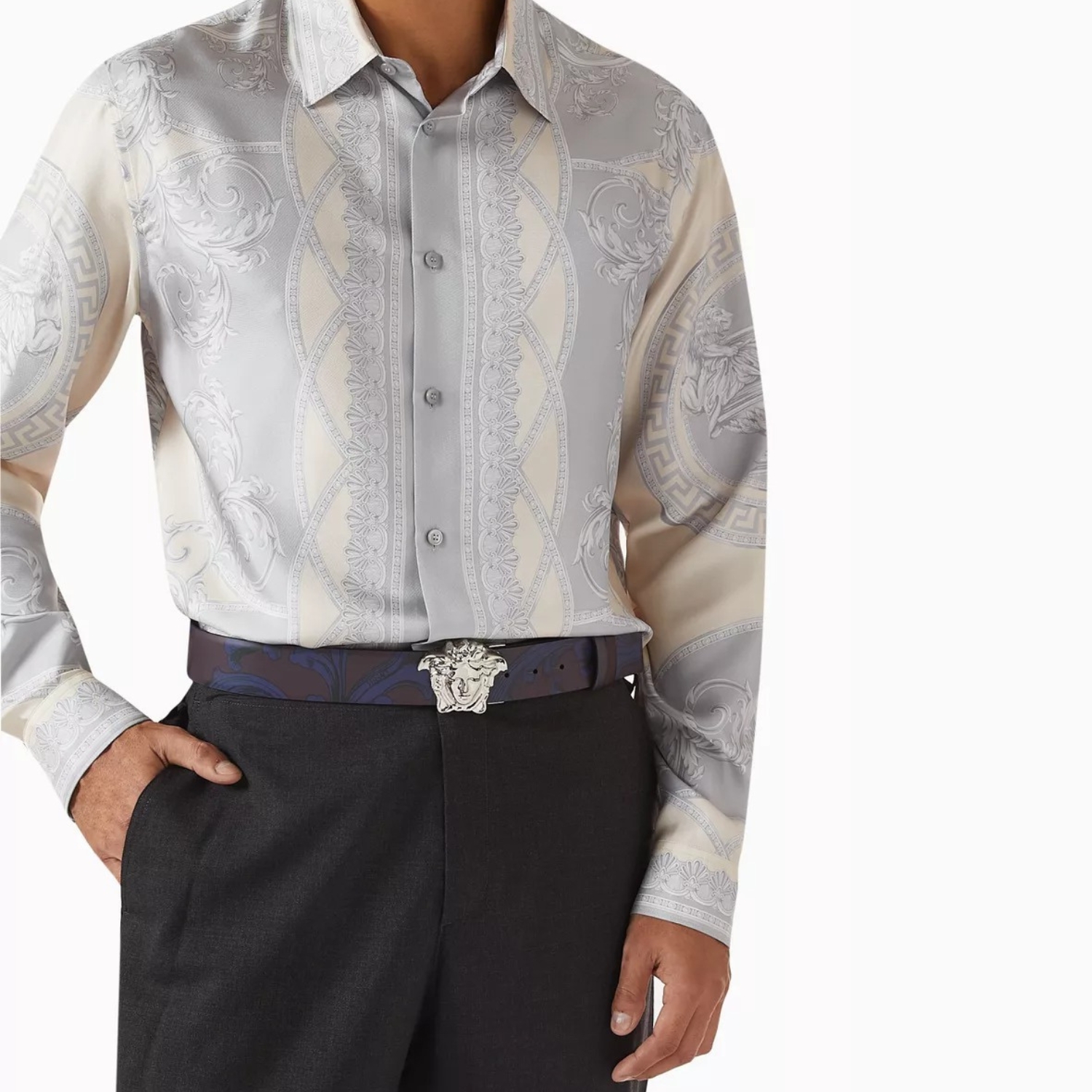 Versace La Medusa Barocco Reversible Belt Burgundy/Blue 4cm For Men DCU6705-1A13469_DC7_100_5R60P