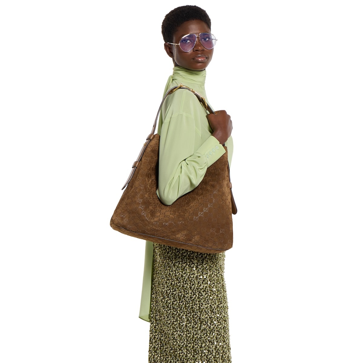 [True-to-ORIGINAL] Gvc*1 Beatrix Large Tote Bag Brown Suede For Women 15.7in/40cm 850546 AAFOJ 2118