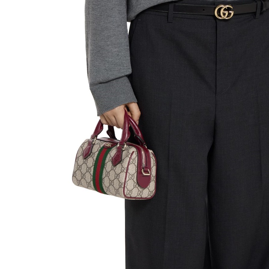 Gvc*1 Ophidia Mini Boston Bag Beige And Brown GG For Women 6.3in/16cm ‎838478 FAE0P 9789