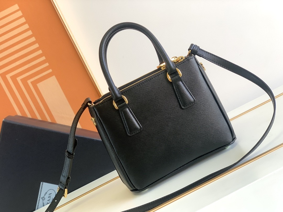 [True-to-ORIGINAL] Pra*a Galleria Saffiano Mini Bag Black For Women 7.8in/20cm 1BA906_NZV_F0002_V_EOM
