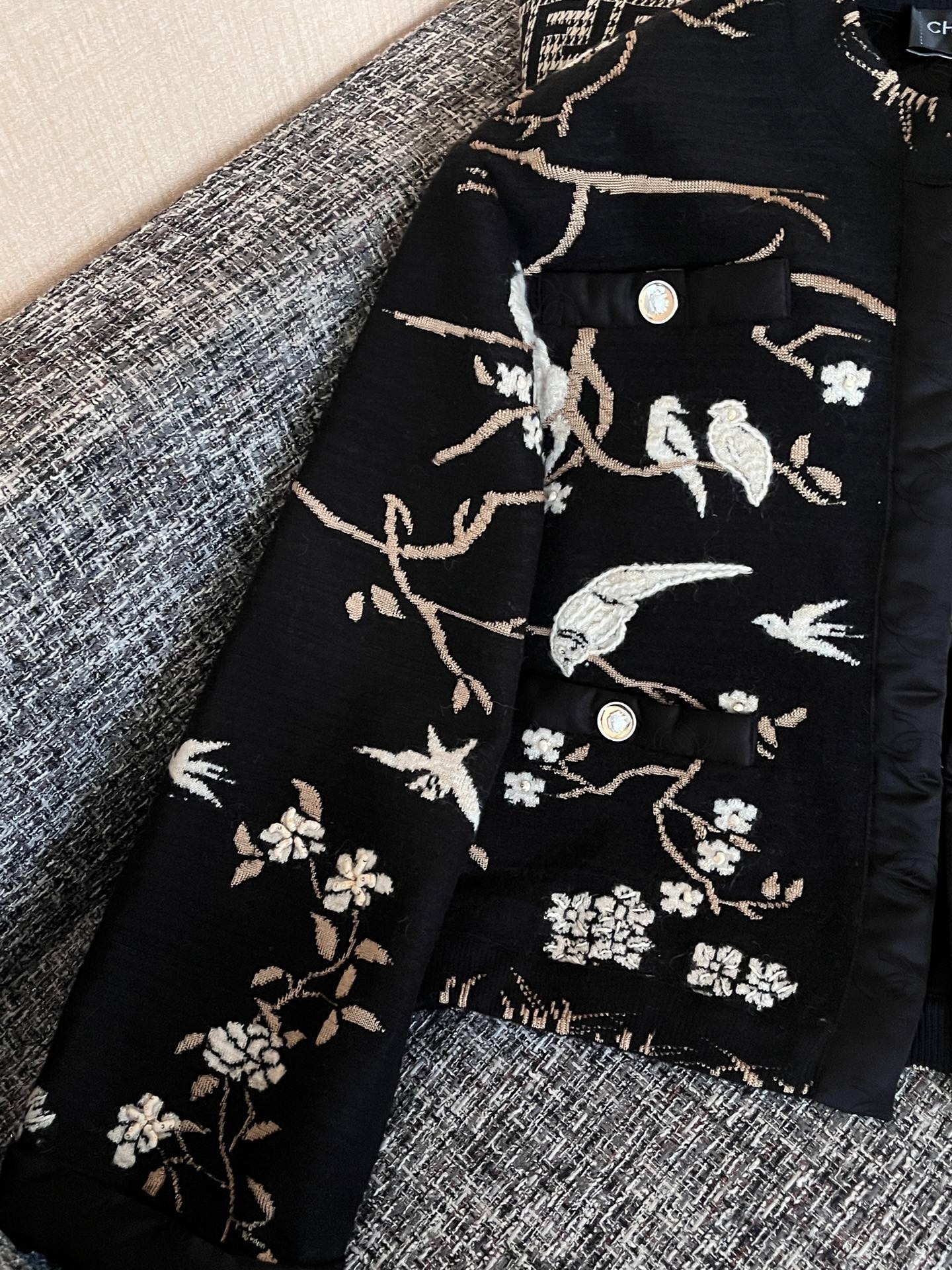 Ch**el Elegant Cropped Jacket Black For Women