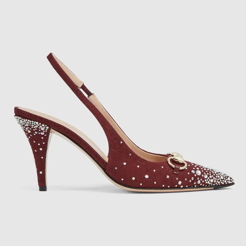 Gvc*1 Slingback Pump With Crystal Horsebit Rosso Ancora Red For Women 812176 FAD21 8552