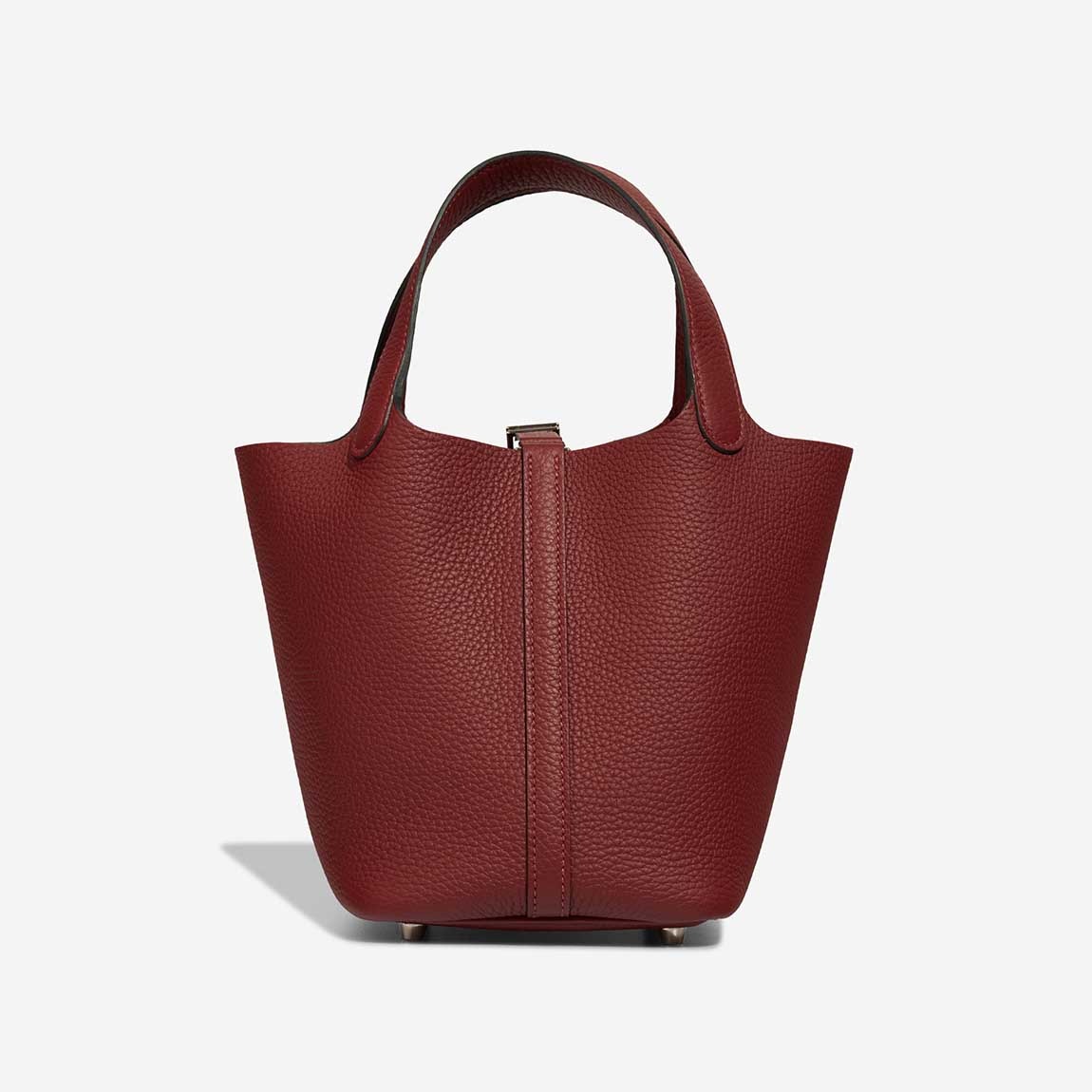 H**me5 Picotin 18 Taurillon Clémence Rouge H Red Palladium Hardware 7.1in/18cm For Women