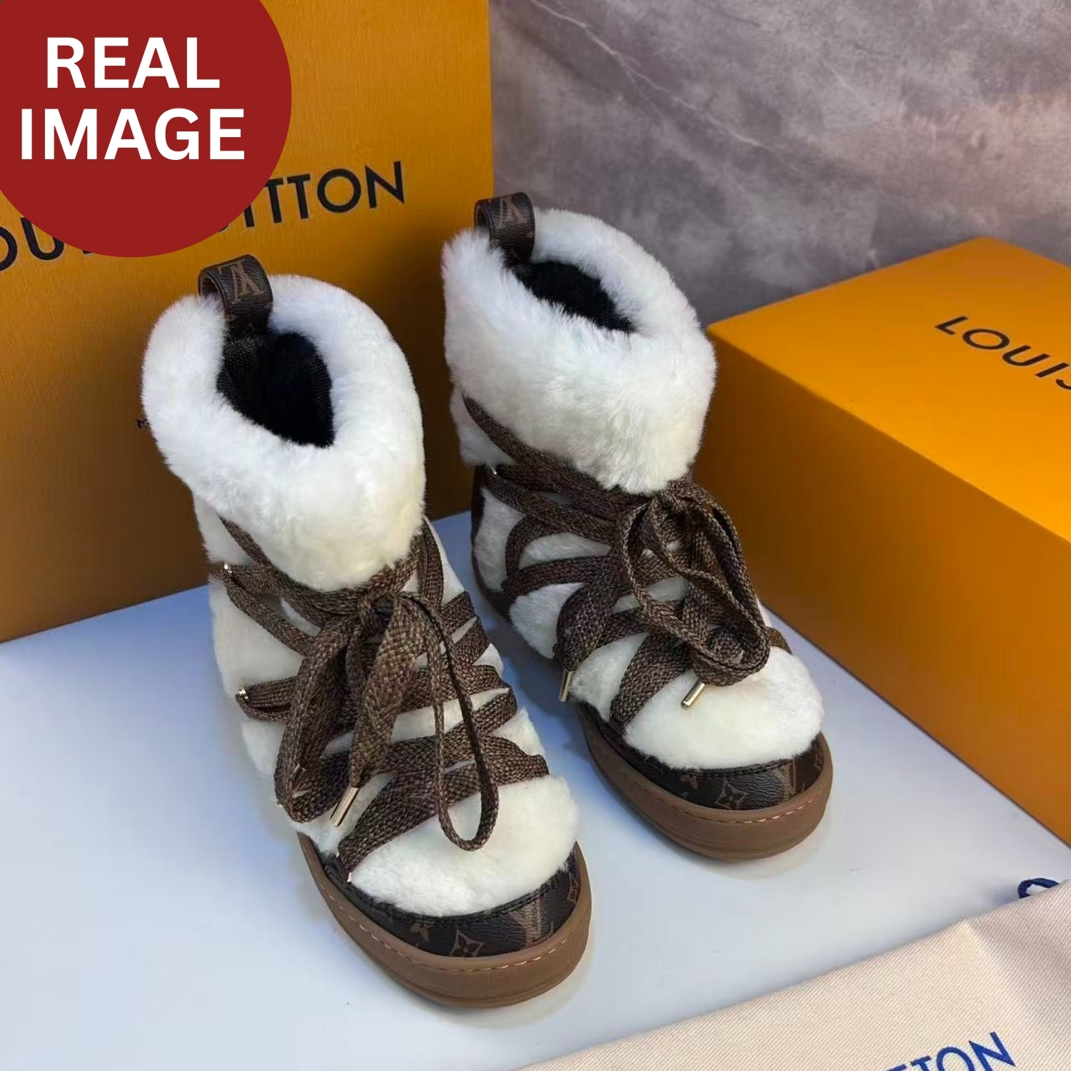 L0vis Vvtt0n LV Cloud Lace-Up Ankle Boots Sneaker Beige For Women 1AIV31