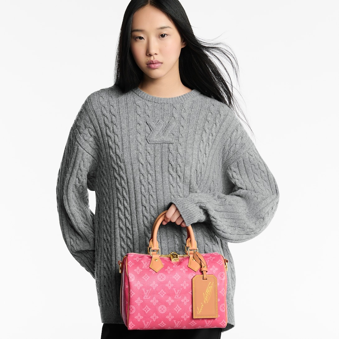 L0vis Vvtt0n Speedy Bandouliere 25 Monogram Origine Rose Ruban For Women 9.8in/25cm M27528