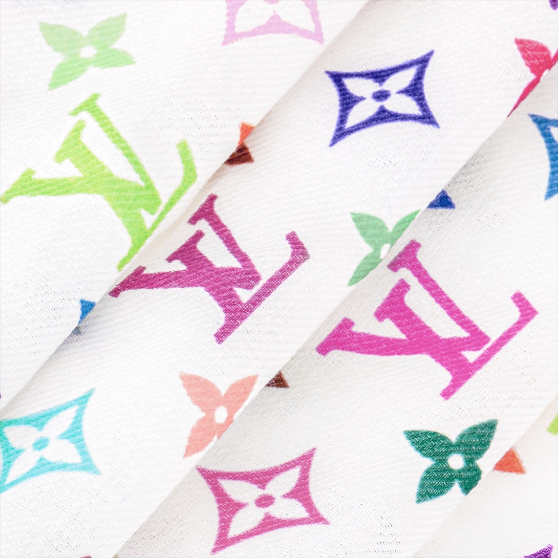 L0vis Vvtt0n LV x TM Monogram Multicolor Shawl 52.8in/ 134cm White For Women M94974