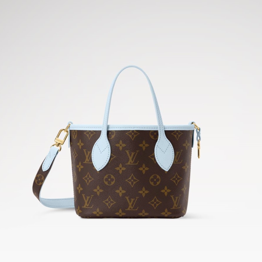 L0vis Vvtt0n Neverfull Bandoulière Inside Out BB Tote Bag 10.4in/ 26cm Monogram Sky Blue Gold Hardware For Women M28336