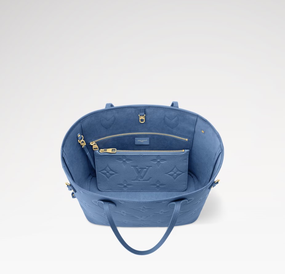 L0vis Vvtt0n Neverfull MM Tote Bag 12.2in/ 31cm Blue Jean Gold Hardware For Women M27358