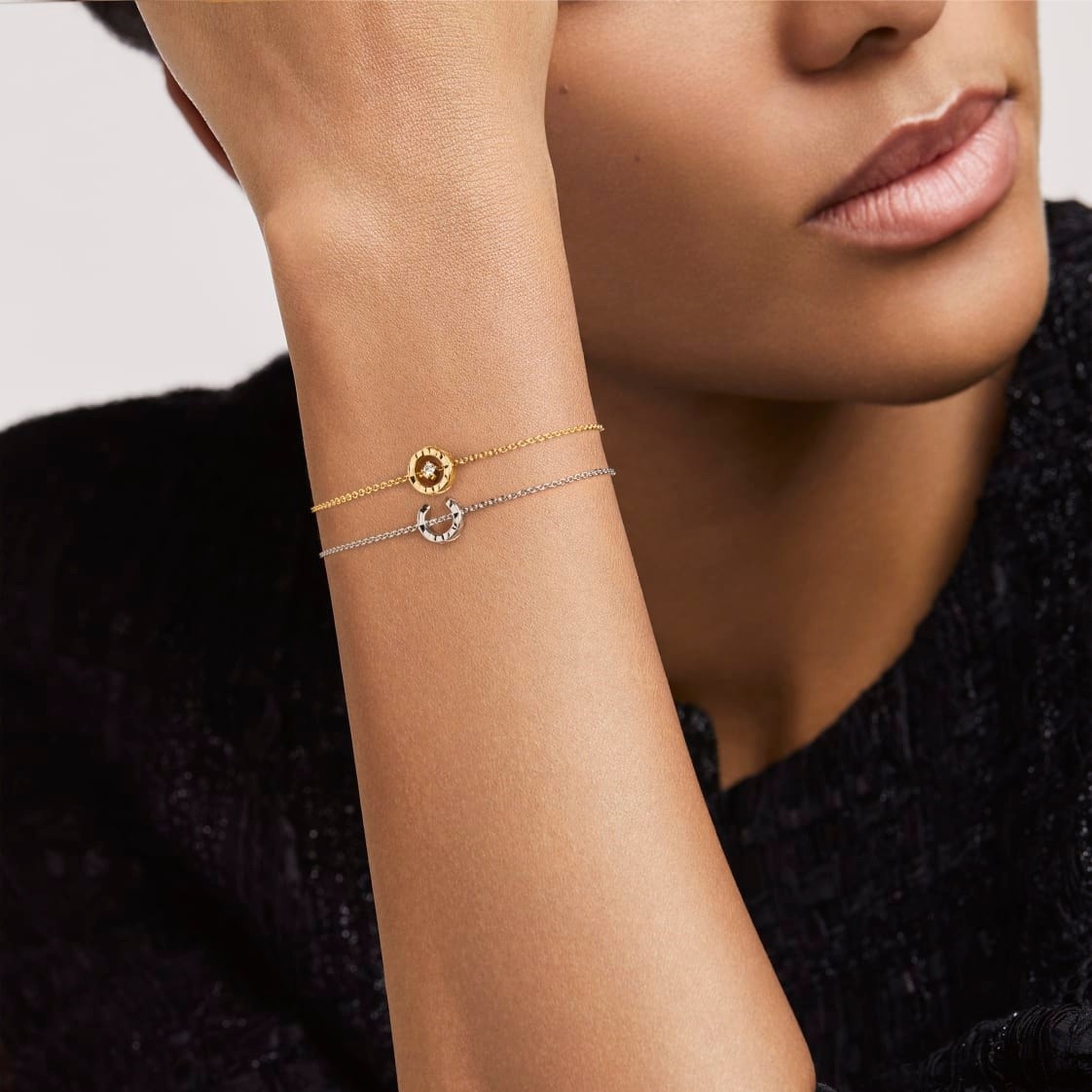 Ch**el Coco Bracelet Silver Hardware For Women J12366