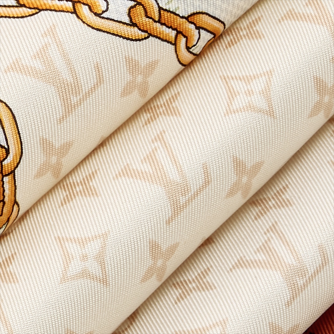 L0vis Vvtt0n Flower And Straps Square 90 Scarf Beige For Women M97472