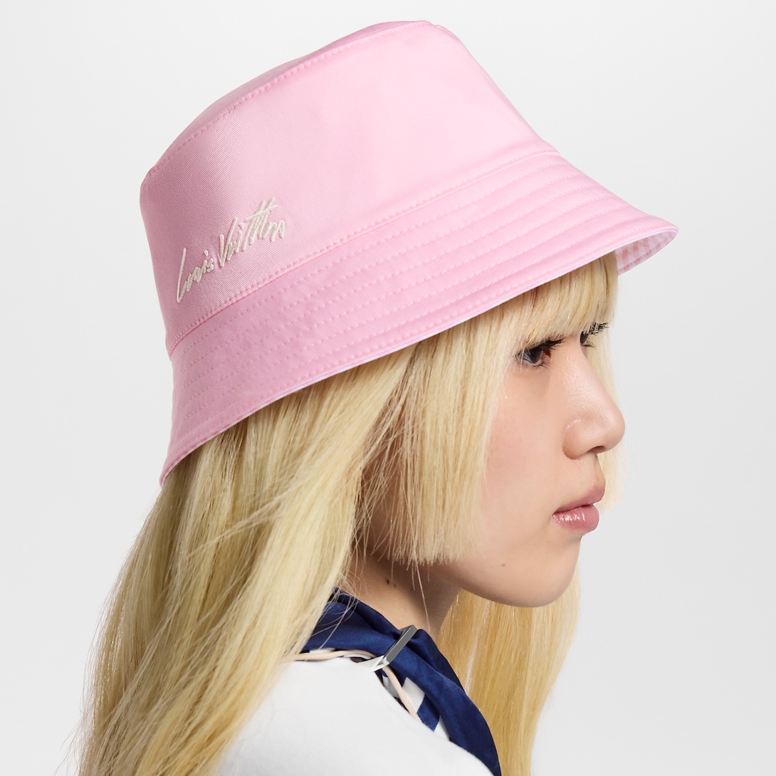 L0vis Vvtt0n LV League Striped Bucket Hat Pink For Women M5160M
