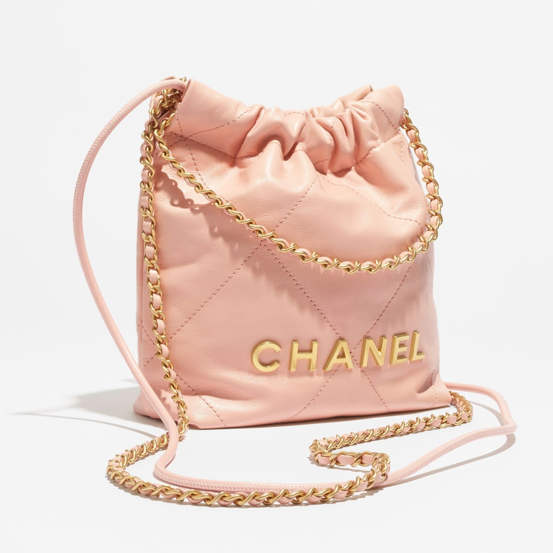 Ch**el 22 Mini Crossbody Bag 8.5in/ 19cm Light Pink Gold Hardware For Women AS3980-B19059-U6543