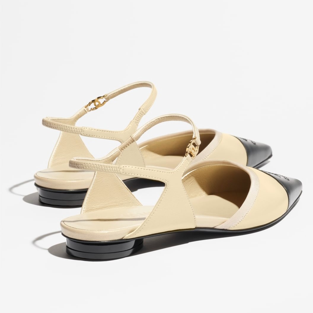 Ch**el Slingbacks Beige/ Black For Women G47083-B23427-U7319