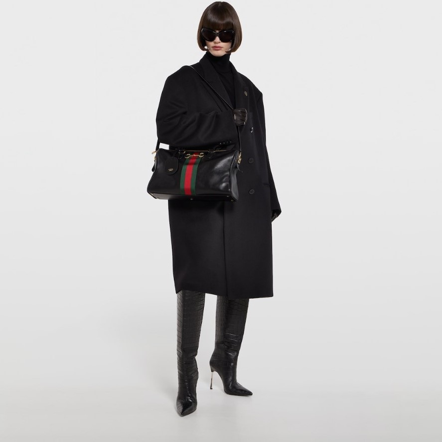 Gvc*1 Borsetto Large Boston Shoulder Bag 15.2in/ 39cm Black Gold Hardware For Women 866734 AAGIQ 1053