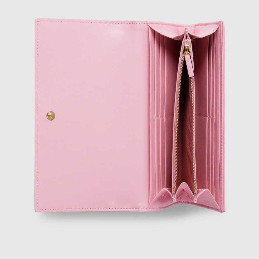 Gvc*1 GG Marmont Continental Wallet For Women 7.5in/ 19cm Light Pink Gold Hardware ‎443436 AAGJE 5825