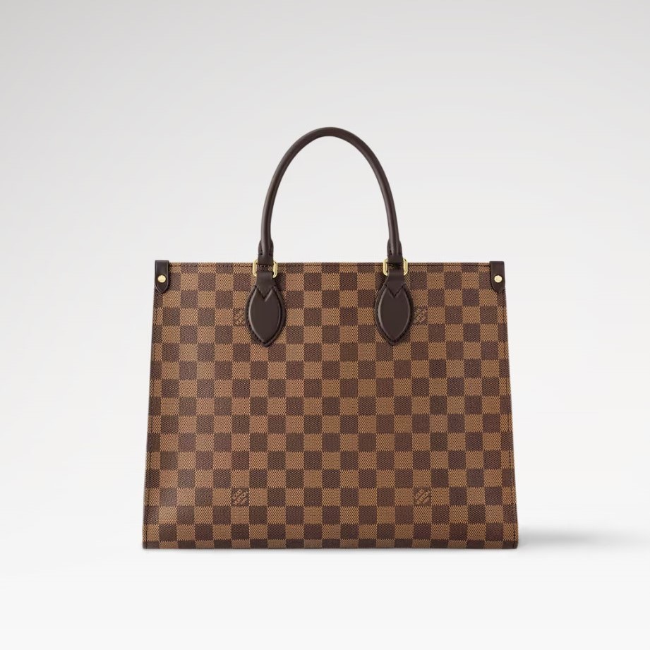 L0vis Vvtt0n OnTheGo MM Tote Bag 13.8in/ 35cm Damier Ebene Gold Hardware For Women N00065
