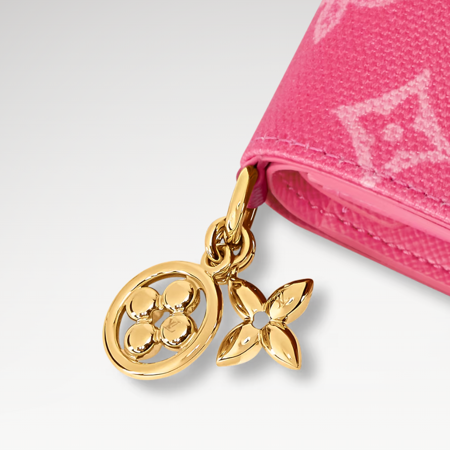 L0vis Vvtt0n LV Charms Pocket Wallet Monogram Origine Rose Ruban For Women 3.9in/10cm M27680