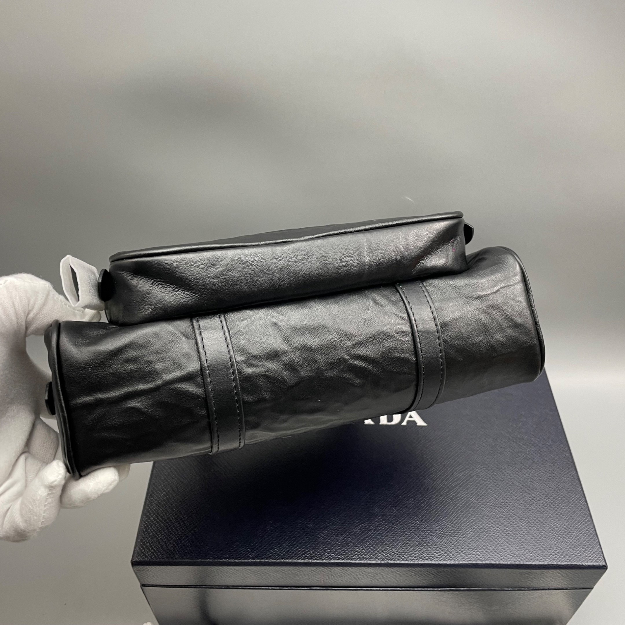 [True-to-ORIGINAL] Pra*a Antique Nappa Multi-Pocket Top-Handle Bag Black For Women 9.5in/24cm 1BB098-UVL-F0002-V-T2O