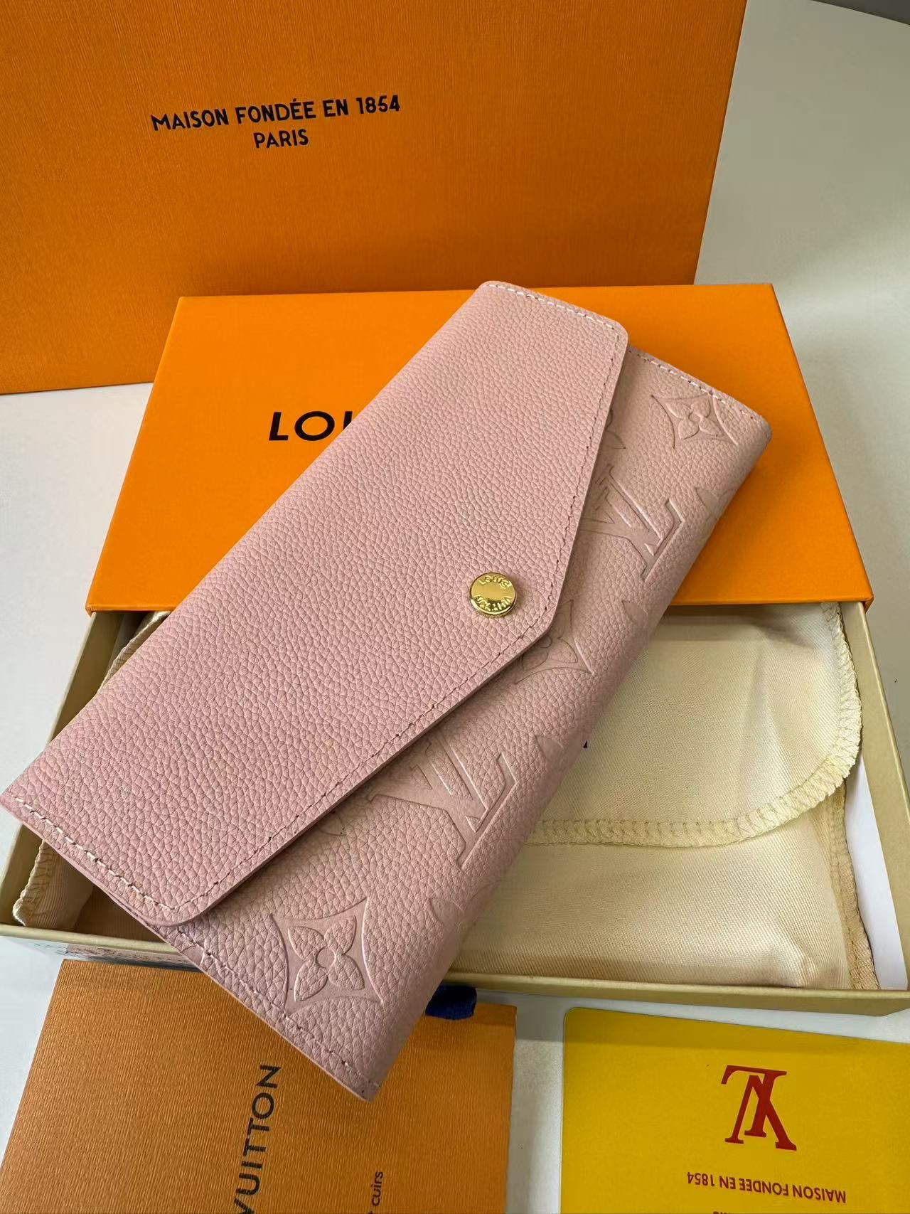 L0vis Vvtt0n Sarah Wallet Combines Monogram Empreinte Rose Ballerine Pink For Women, Women’s Wallet 19cm LV M61291