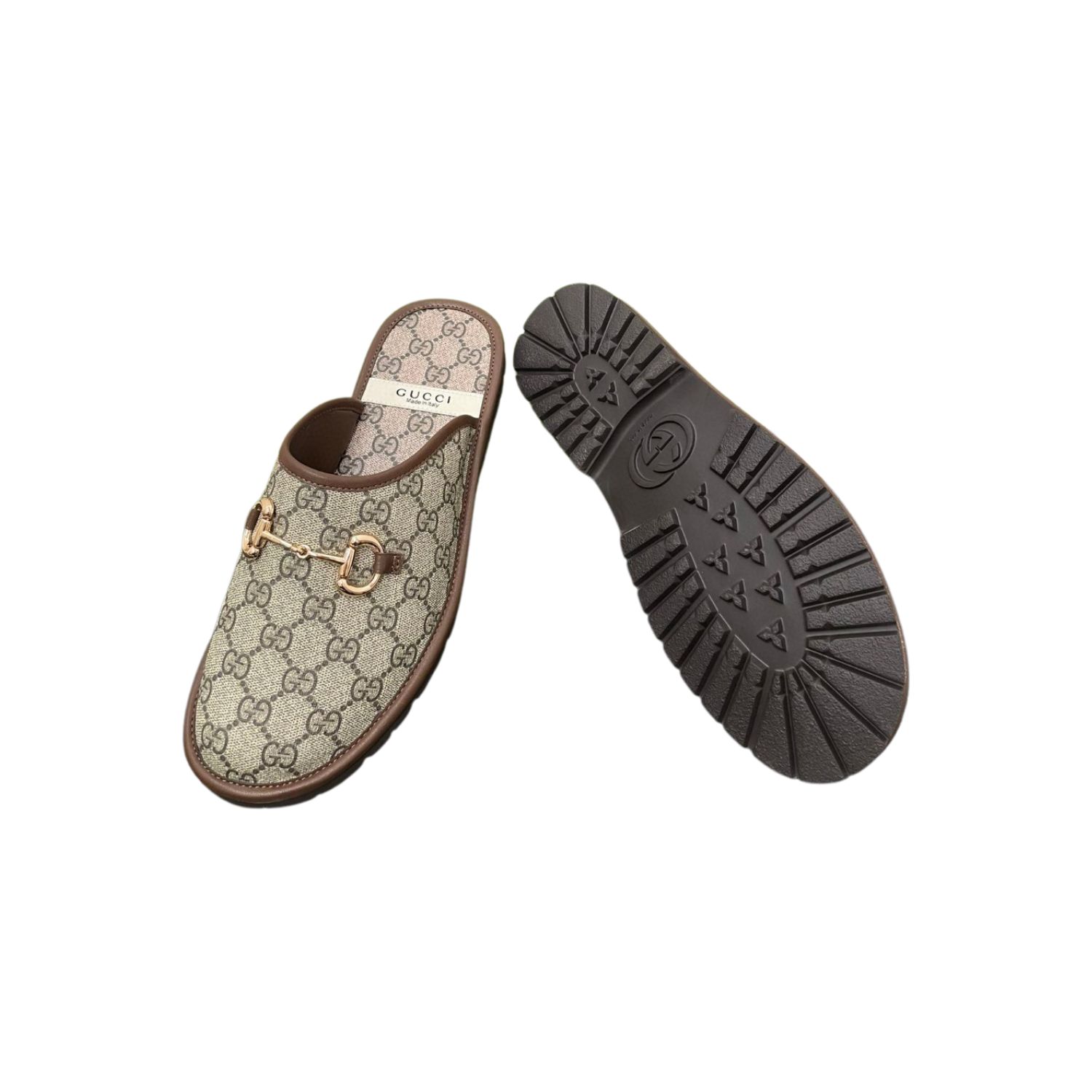 Gvc*1 Men’s GG Slipper With Horsebit Gray For Men GG Shoes ‎694249