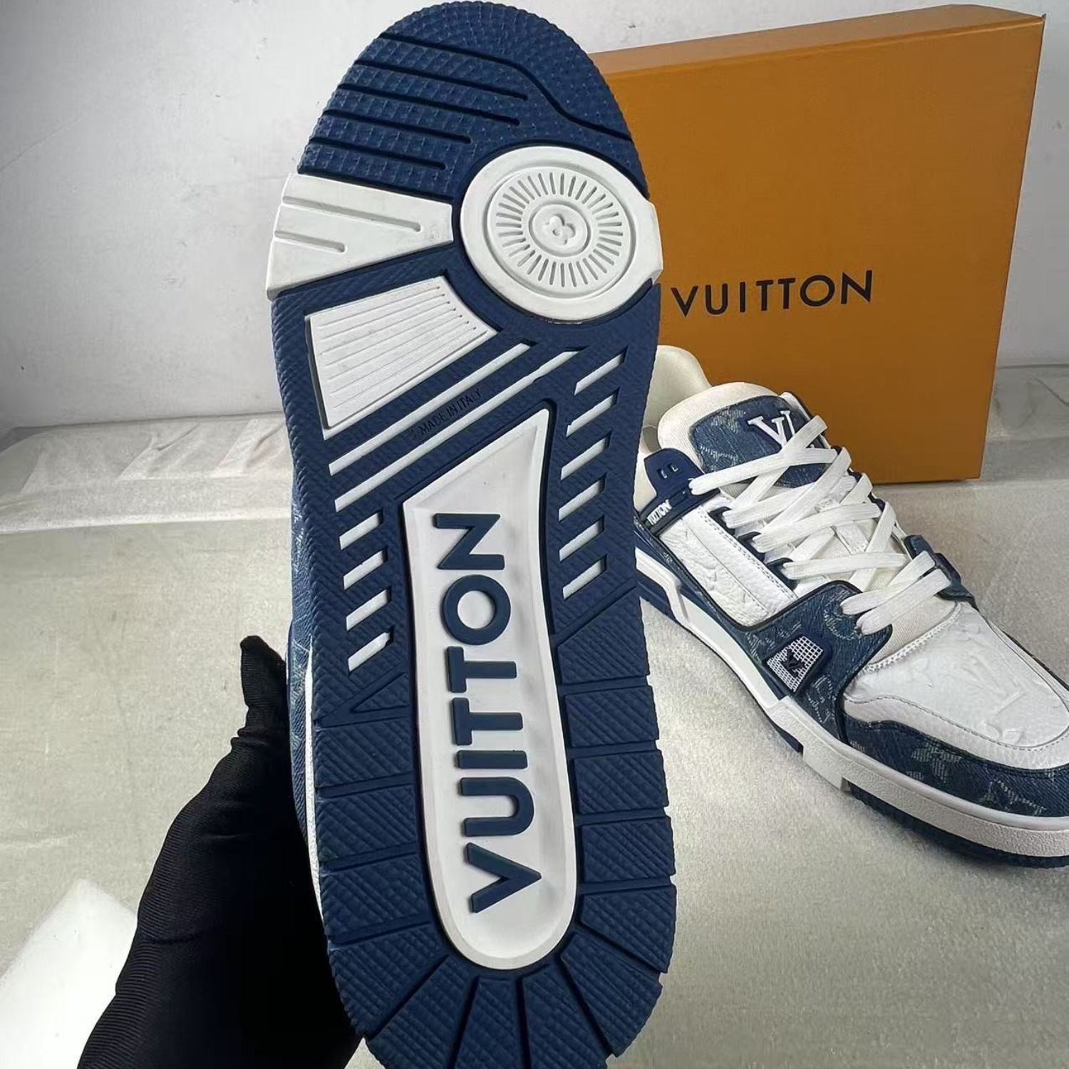 L0vis Vvtt0n Trainer Sneaker Monogram Canvas Blue Virgil Abloh For Men LV