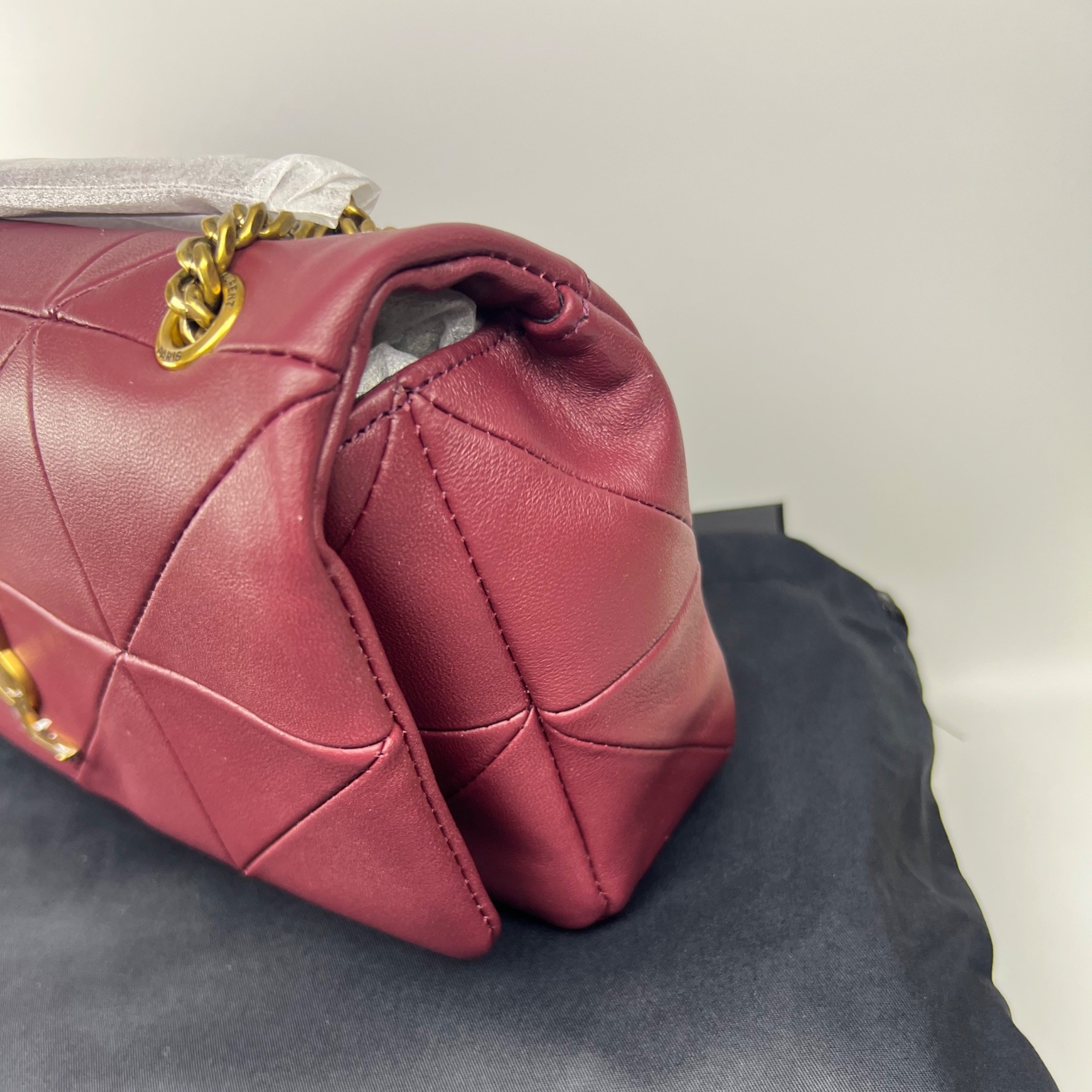 [True-to-ORIGINAL] Sa1nt Lau*nt Jamie Medium Chain Bag Burgundy For Women 9.8in/25cm