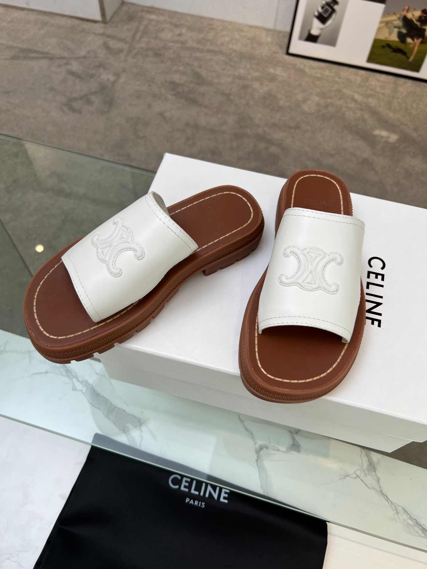 Ce1i*e Clea Triomphe Slide White For Women