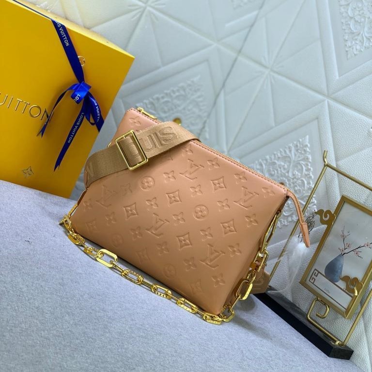 L0vis Vvtt0n Coussin PM Monogram Embossed Puffy Cream For Women, Women’s Handbags, Shoulder And Crossbody Bags 10.2in/26cm LV