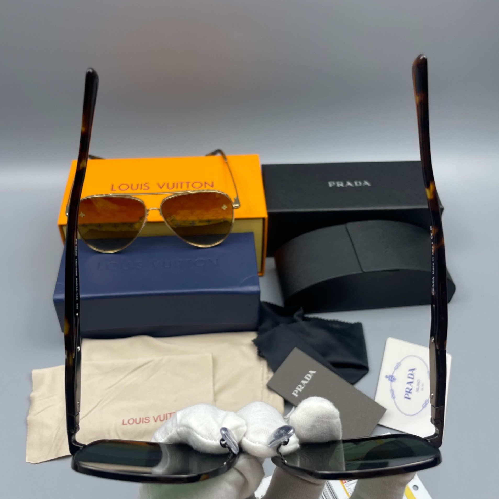 Pra*a Letter Logo Sunglasses Black For Women