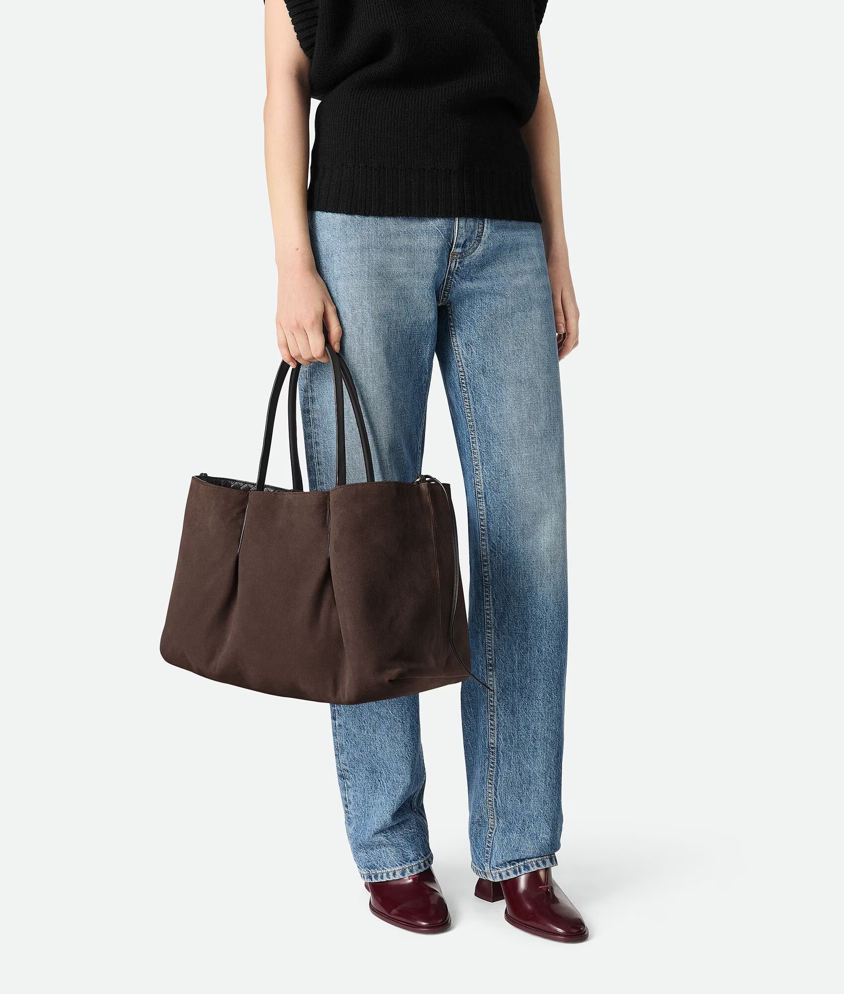 [True-to-ORIGINAL] B0tt*ga Ven*ta Medium Pinacoteca Black For Women 43cm/16.9in – 817166V5AG11206