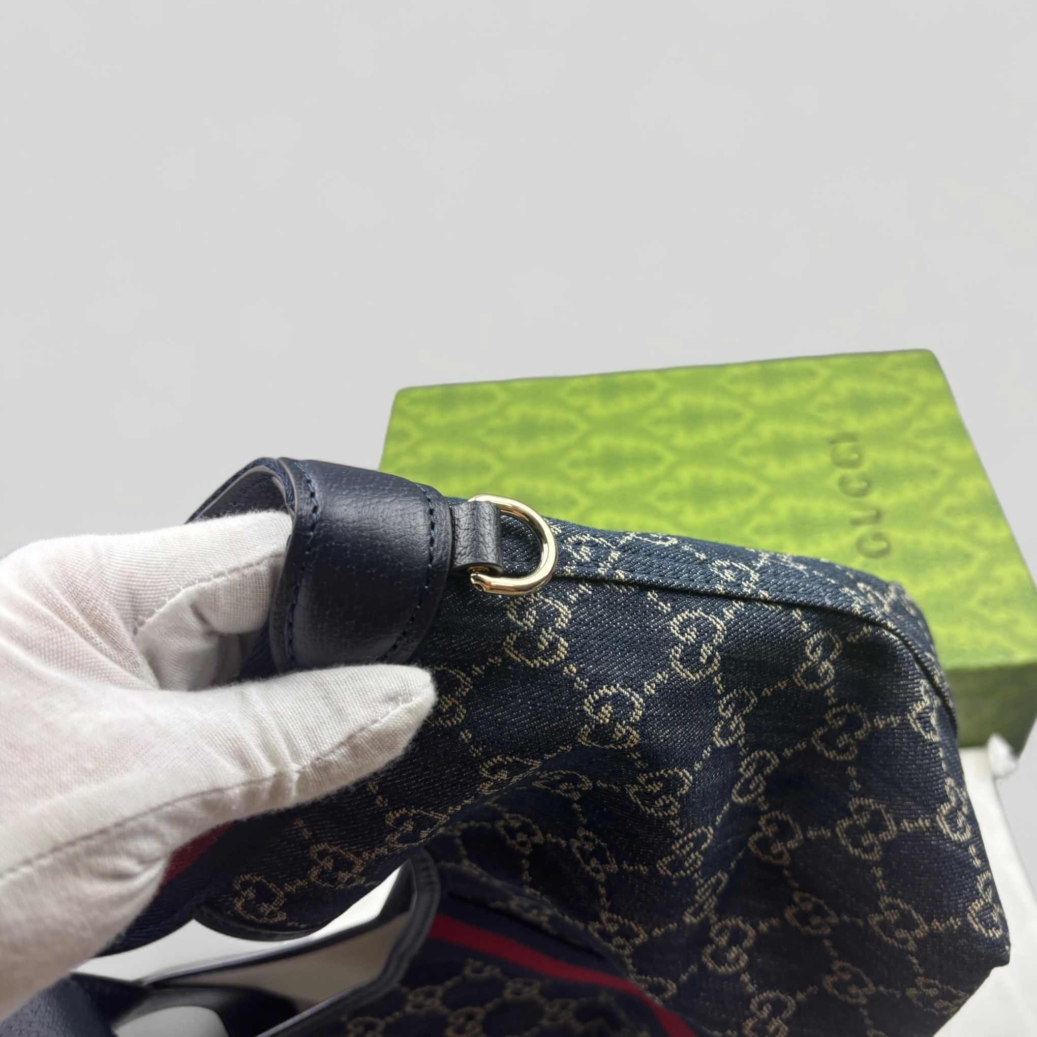 [True-to-ORIGINAL] Gvc*1 Giglio Small Tote Bag Blue And White GG Denim For Women 9.8in/25cm ‎860845 FAFRW 8864