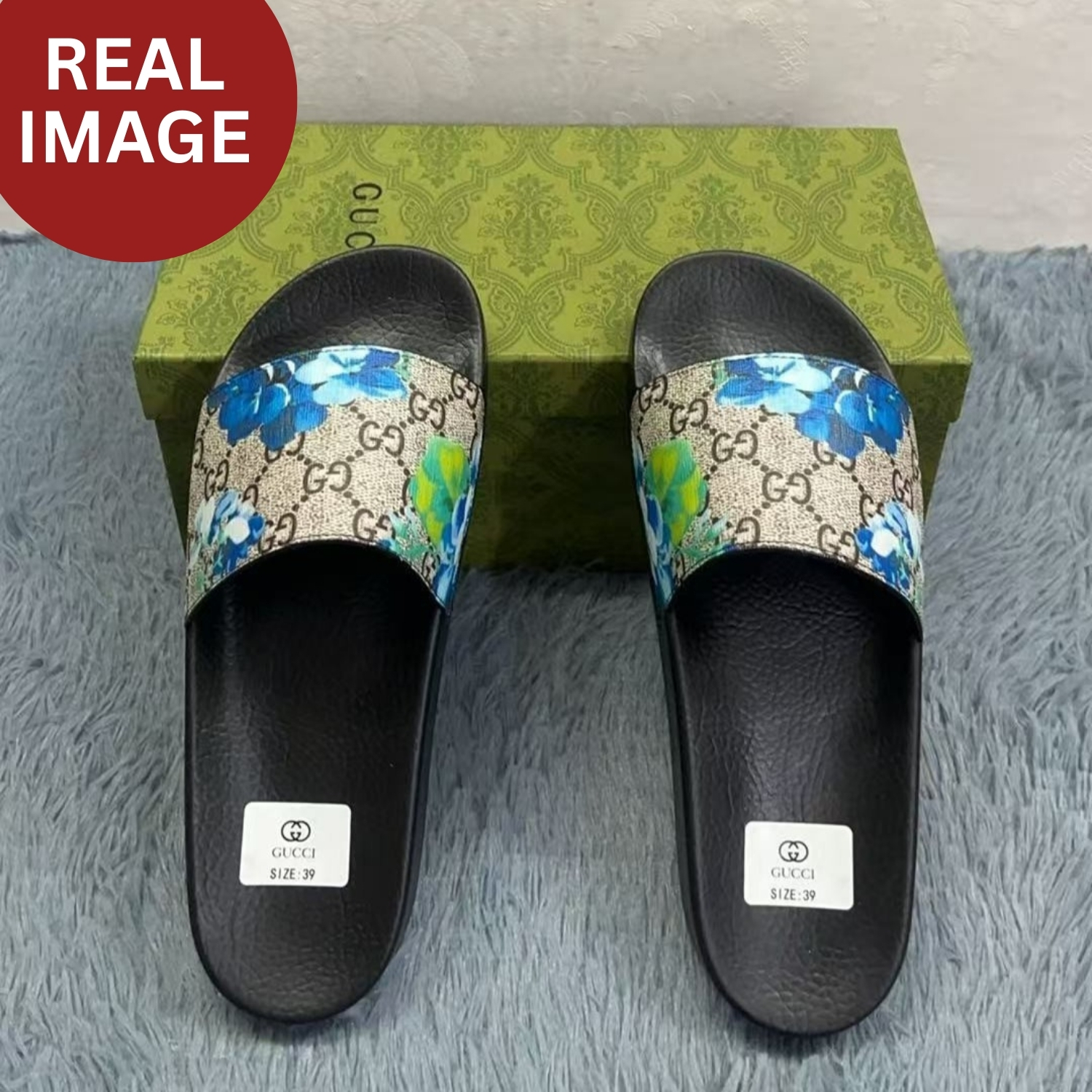 Gvc*1 Women’s Slides Bloom Print Blue For Women 408508 G2200