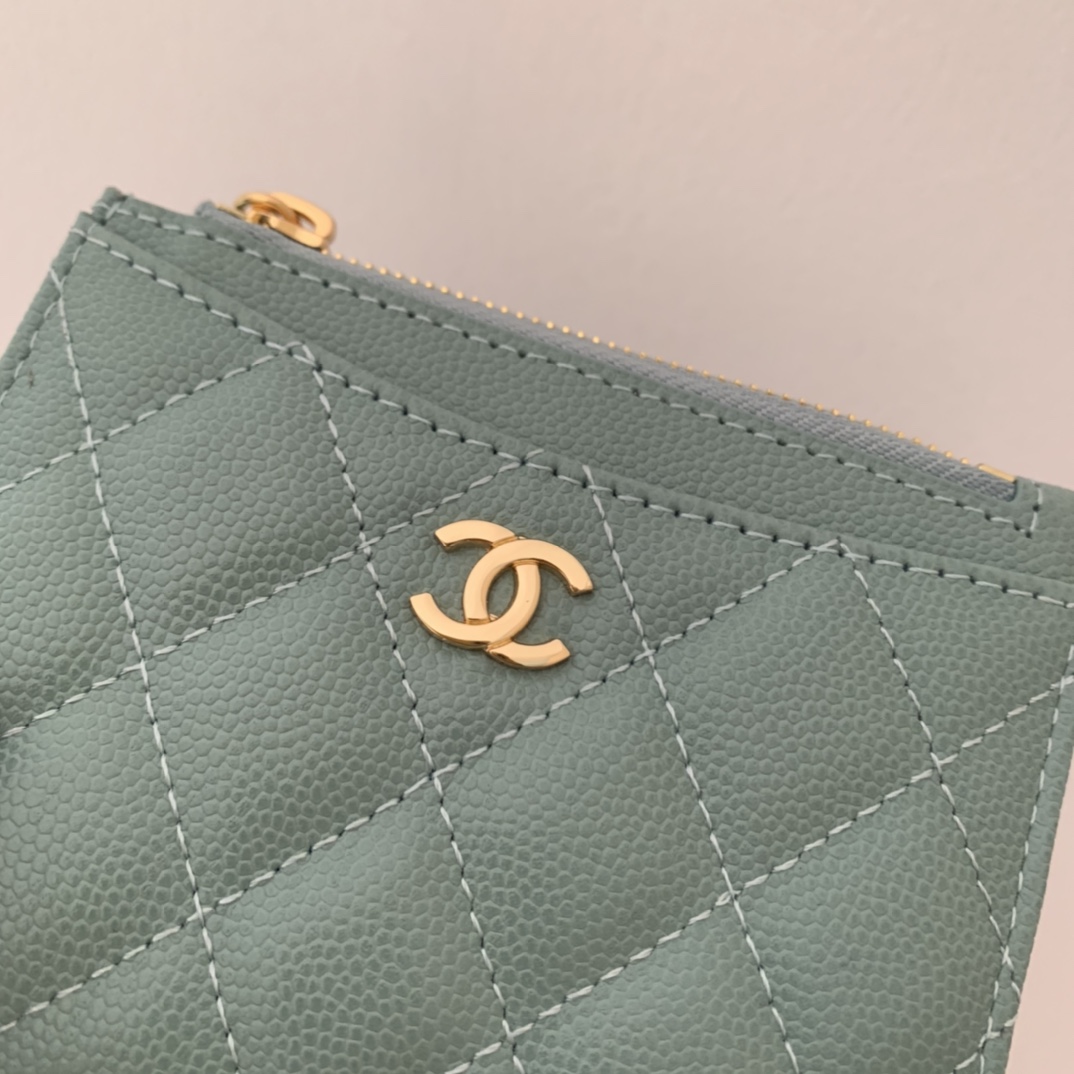 Ch**el Flat Card Holder Mint Bag For Women 11.5cm/4.5in