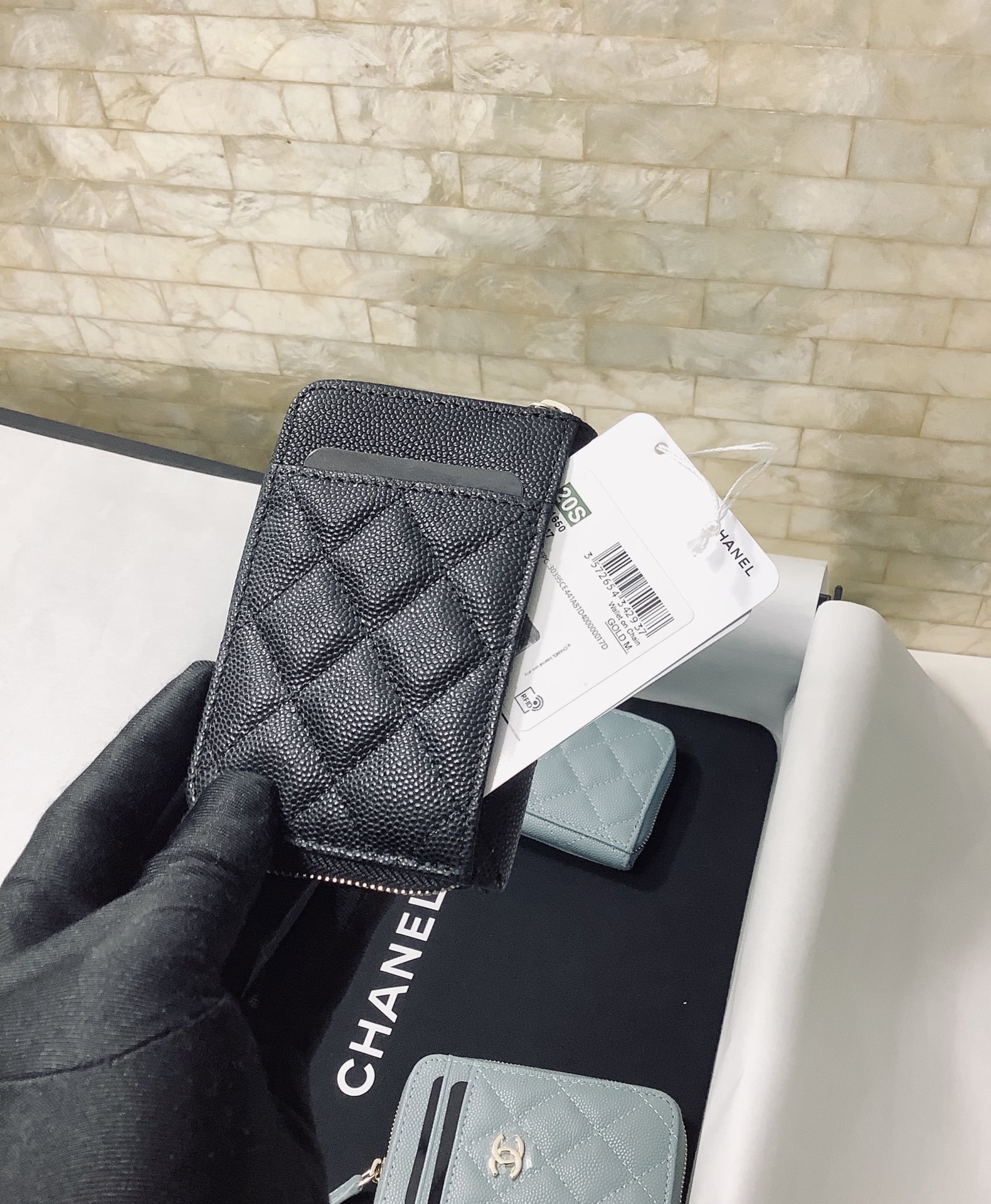 Ch**el CO-CO Small Card Holder Wallet Black Gold Hardware For Women 11cm/4.3in