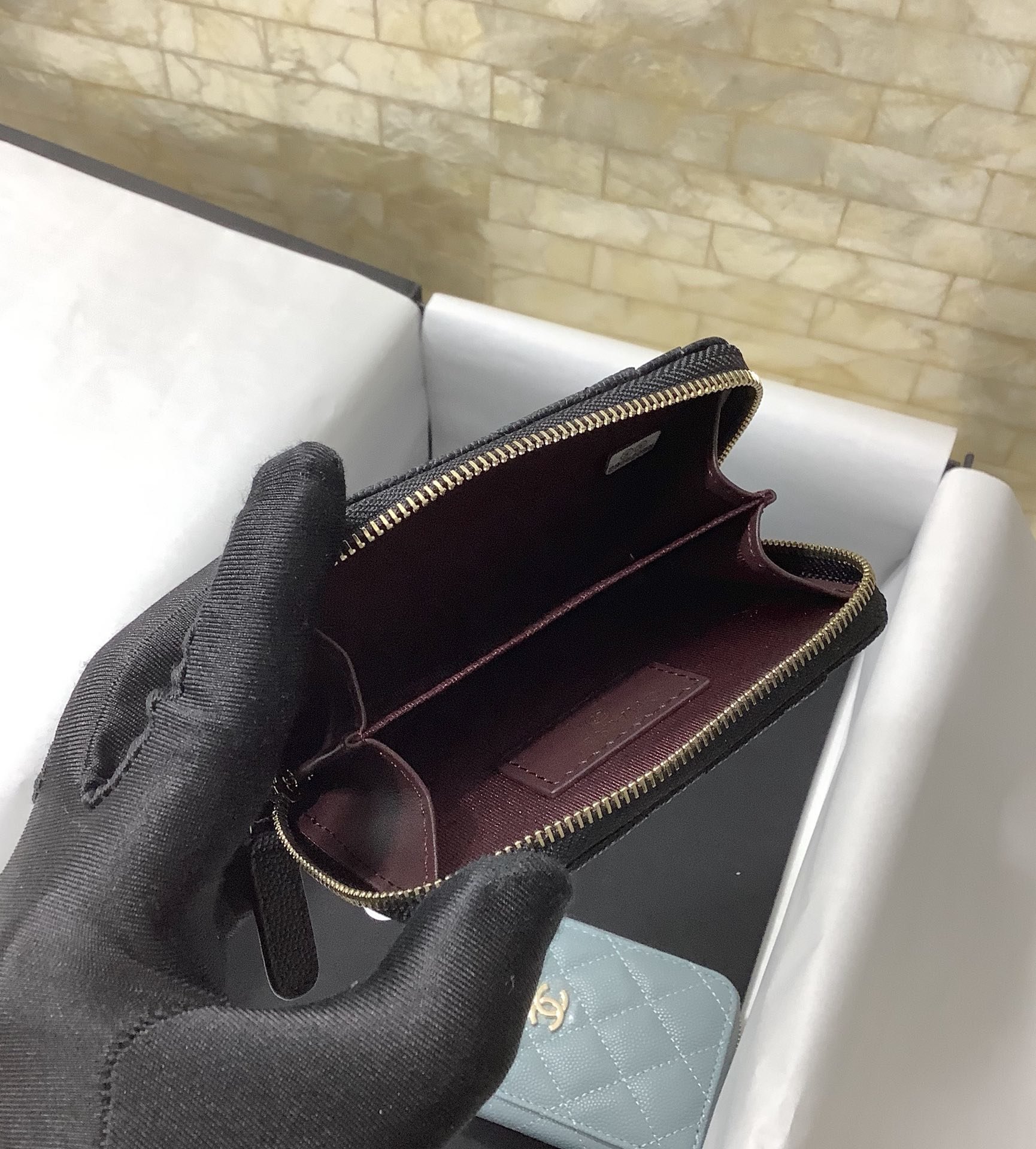 Ch**el CO-CO Small Card Holder Wallet Black Gold Hardware For Women 11cm/4.3in