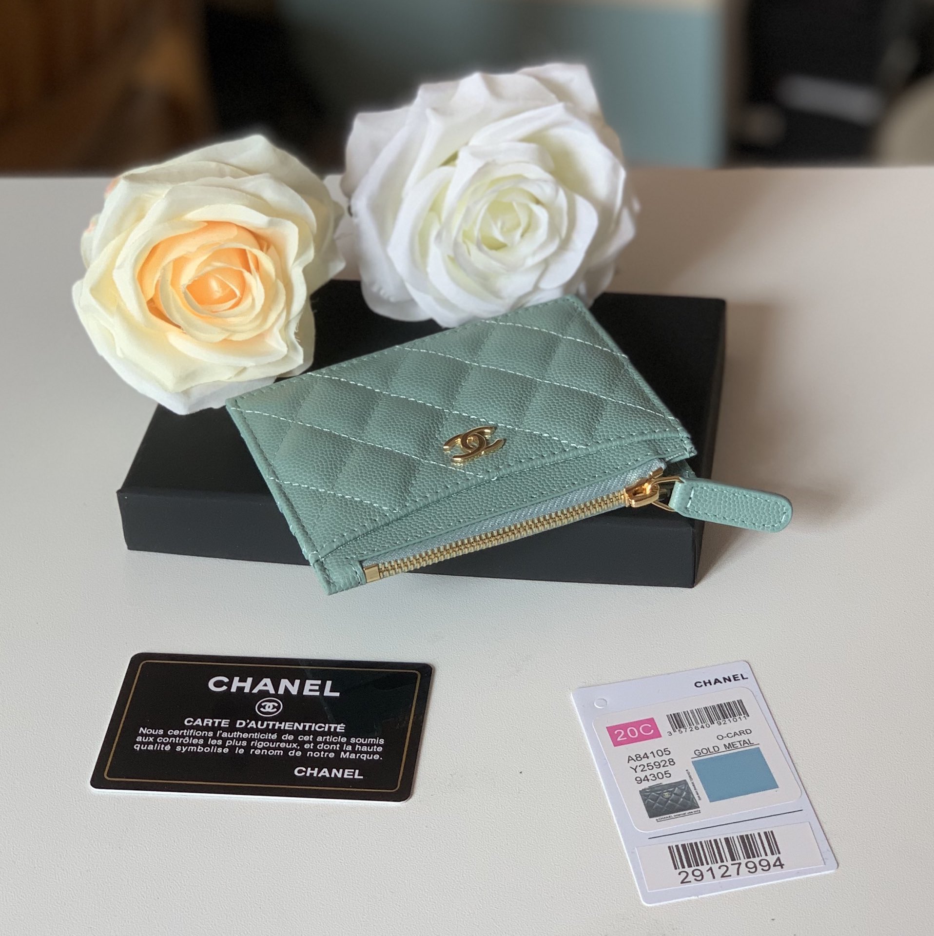 Ch**el Flat Card Holder Mint Bag For Women 11.5cm/4.5in