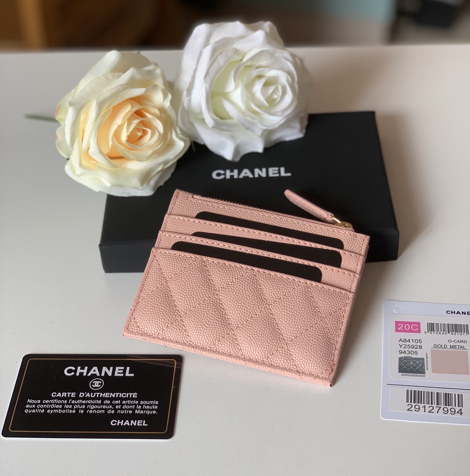 Ch**el Flat Card Holder Pink Bag For Women 11.5cm/4.5in