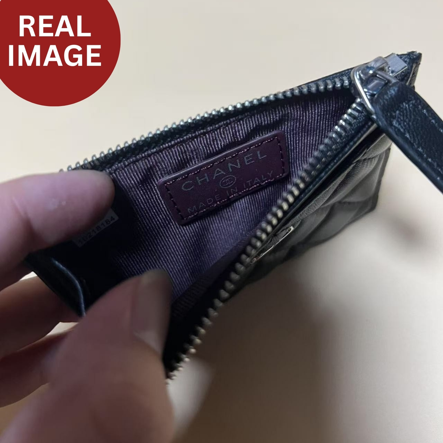 Ch**el CO-CO Pouch Black Silver Hardware For Women 11.5cm/4.5in