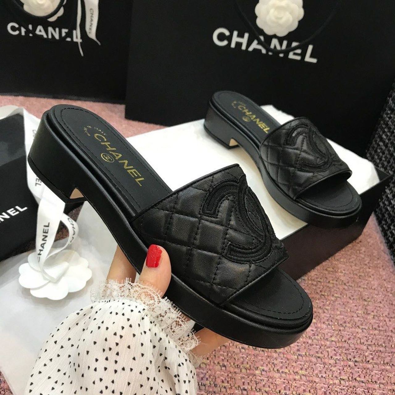 Ch**el Mules Black For Women, Women’s Shoes