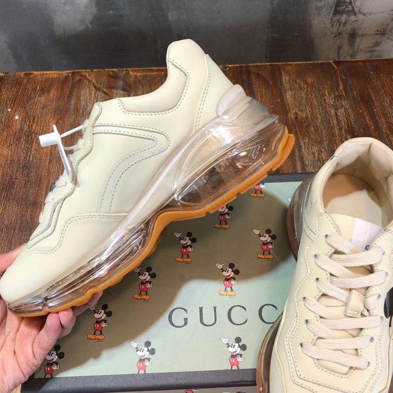 Gvc*1 x Disney Mickey Rhyton Dad Transparent Sole Sneakers White For Women GG