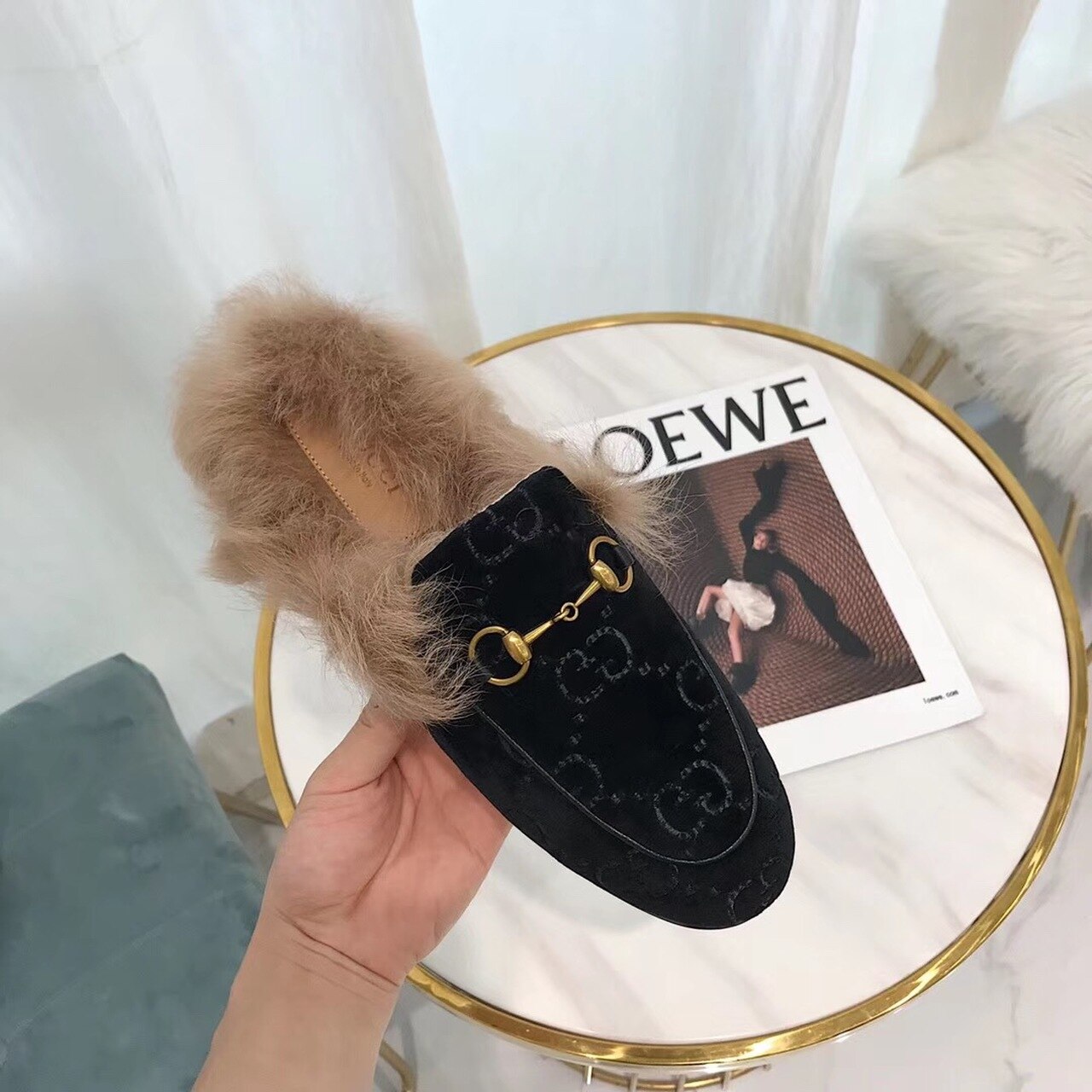 Gvc*1 Women’s Princetown Slipper Mules By Velvet Black For Women GG