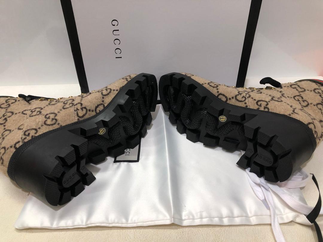 Gvc*1 Trip GG Wool Combat Boots By Canvas Beige/Ebony For Women GG