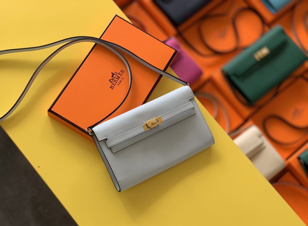 H**me5 Kelly Wallet To Go Woc Epsom White For Women, Women’s Wallet 8.3in/21cm