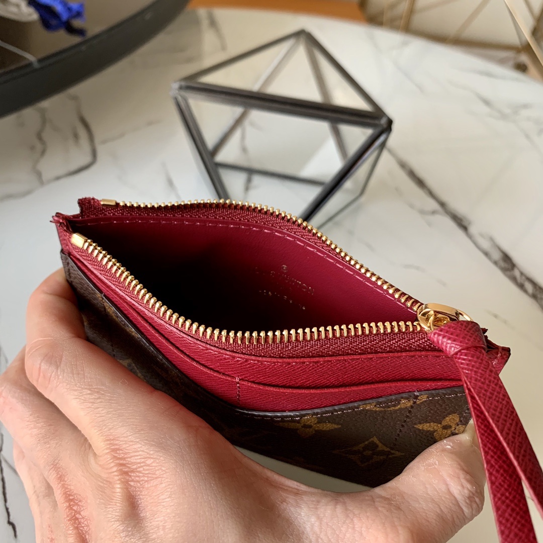 L0vis Vvtt0n Zipped Card Holder Monogram Canvas Fuchsia For Women, Women Wallet LV M62257