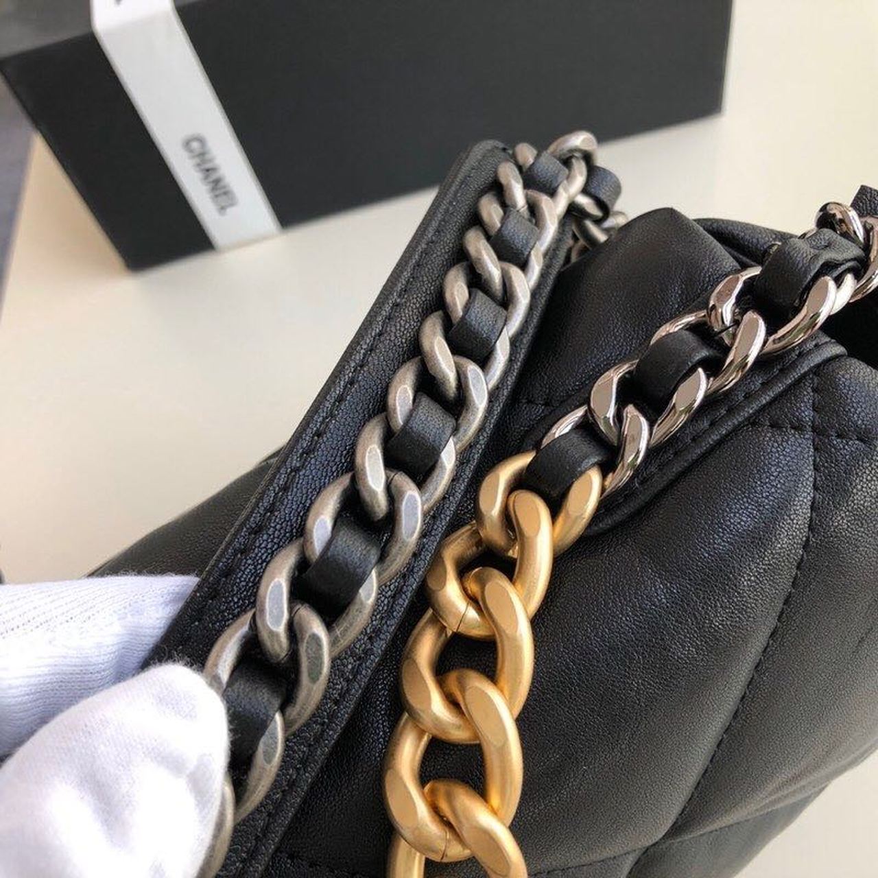 Ch**el 19 HandBag Black For Women 11.8in/30cm